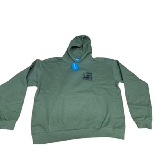 Other - NEW! "MARKET Call My Lawyer" Graphic Hoodie Olive Green Men L PLZ READ Reg-$160
